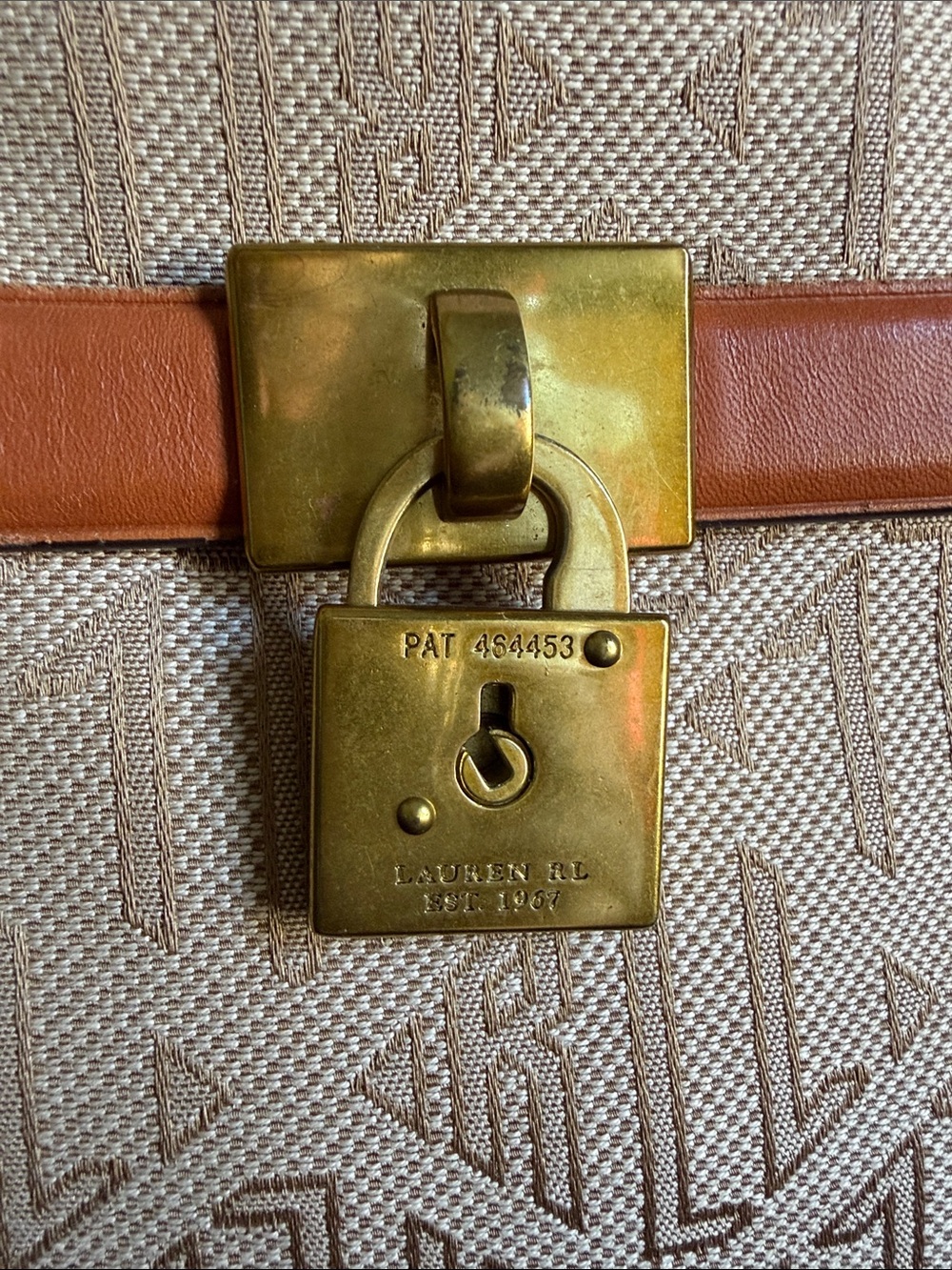 Polo by Ralph Lauren Beige Canvas Tote with light briwn Trim and Gold Hardware - Picture 2 of 12